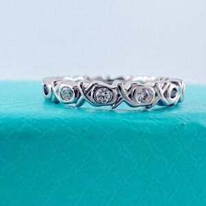 Tiffany & Co Paloma Picasso Diamonds 18k White Gold XO Ring Retired Size 4.5 🖤